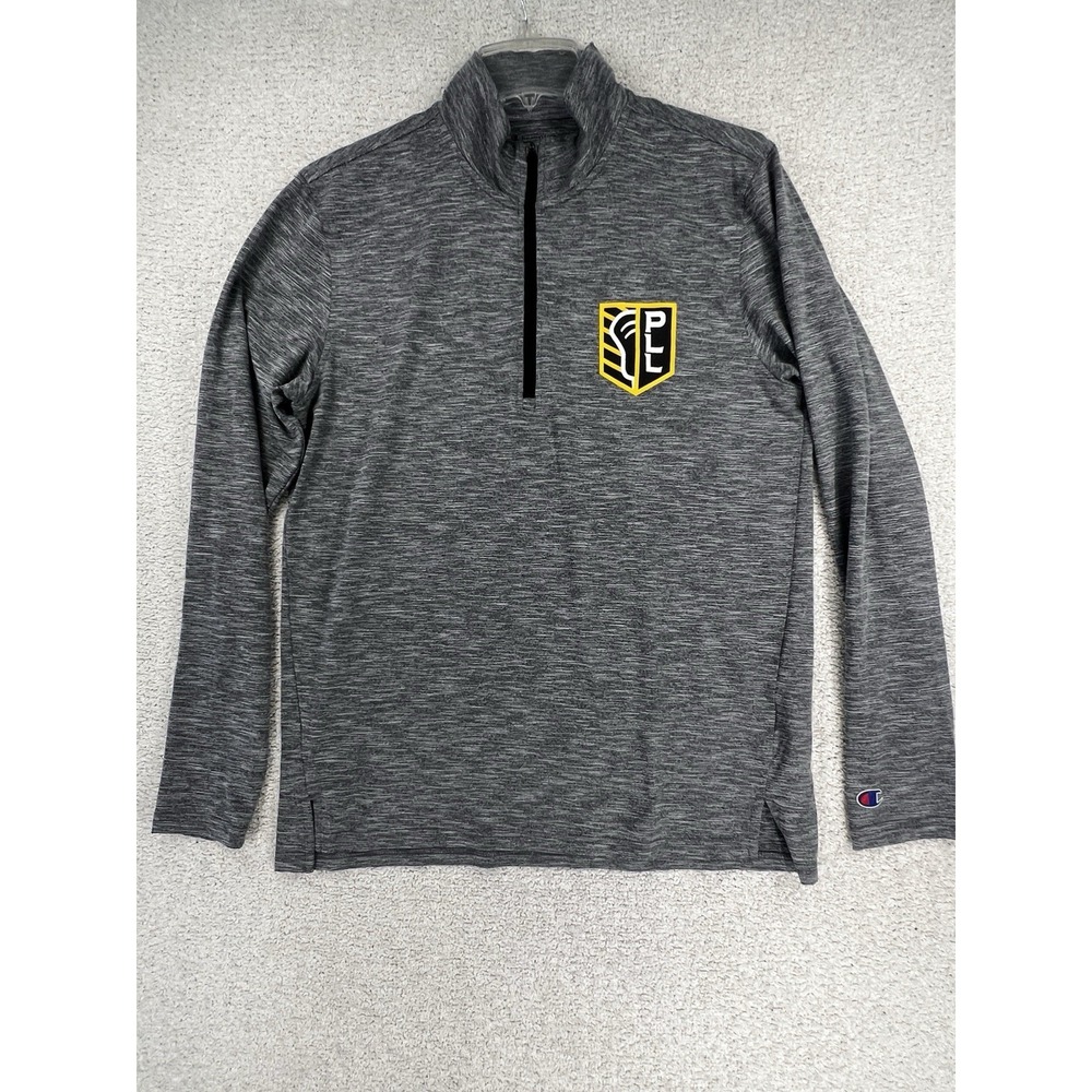 Champion Shirt Mens M Premier Lacrosse League PLL Quarter Zip Gray Long Sleeve - Picture 2 of 16